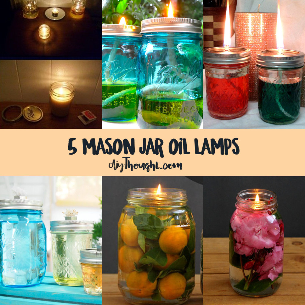 5 Mason Jar Oil Lamps - Diy Thought