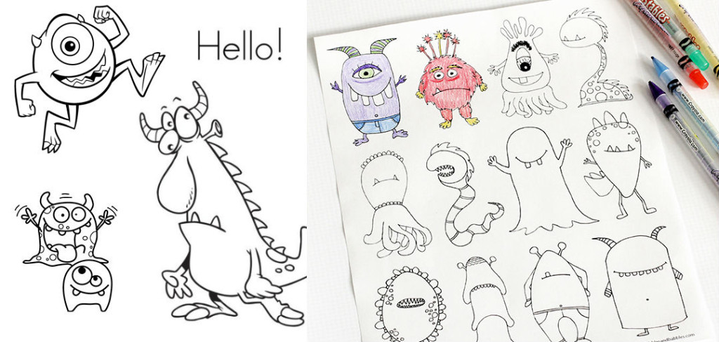 seven little monsters coloring page template