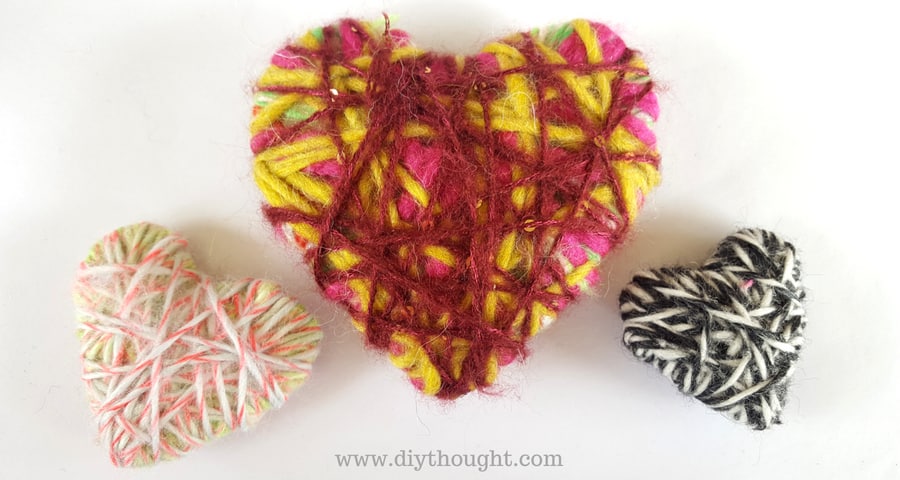 Diy Decorative Yarn Hearts - DIY Thought