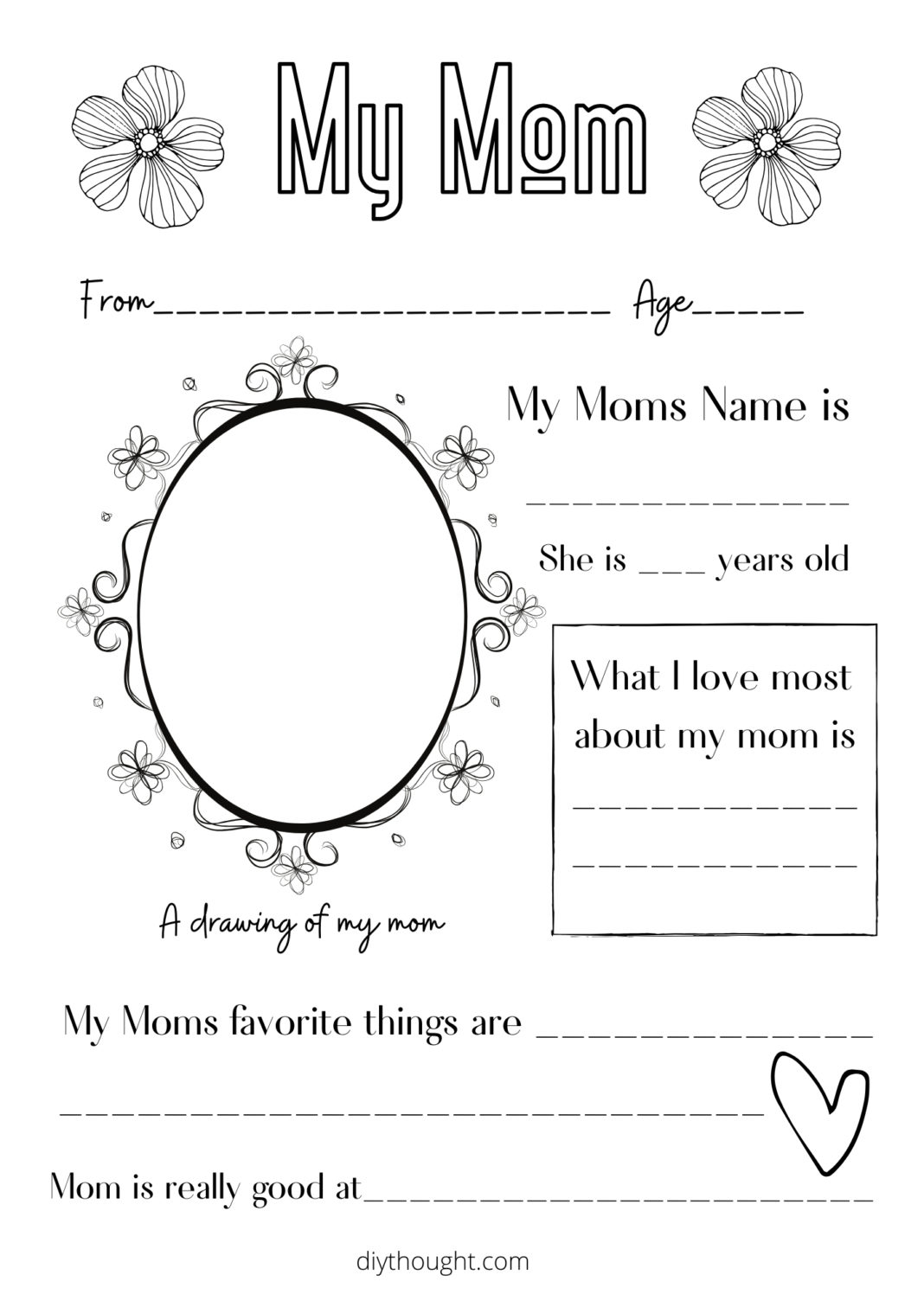 About My Mum/ Mom Printable - diy Thought