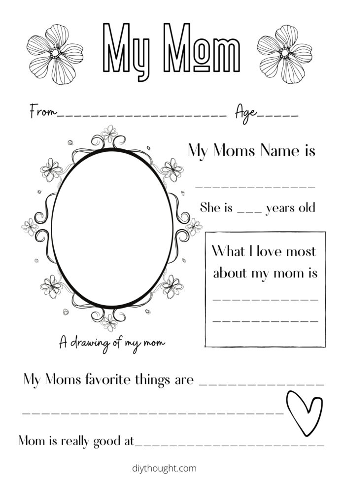 About My Mum/ Mom Printable - diy Thought