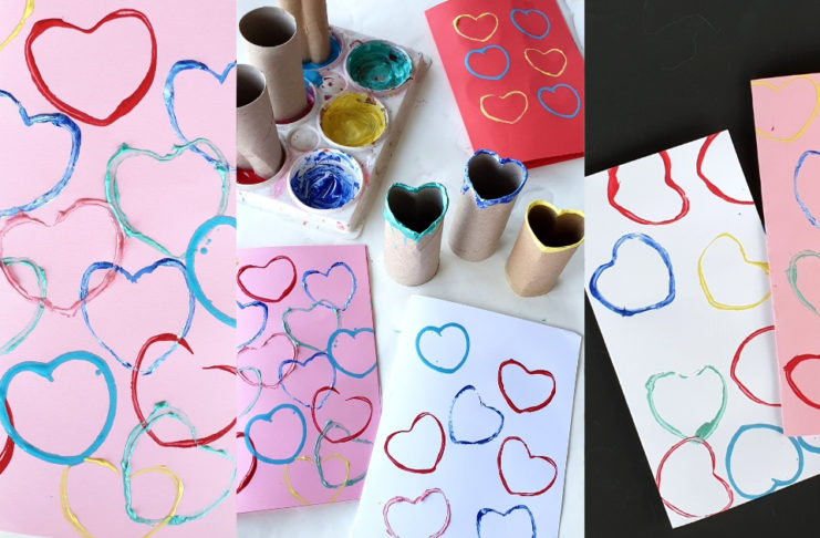 Toilet Paper Roll Heart Stamps