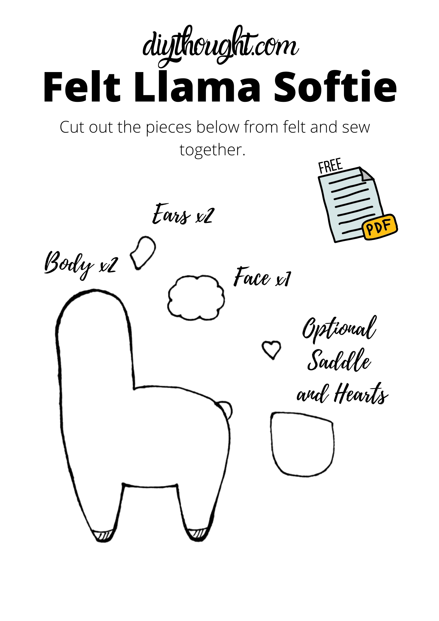 Easy Felt Llama Softie Diy Thought