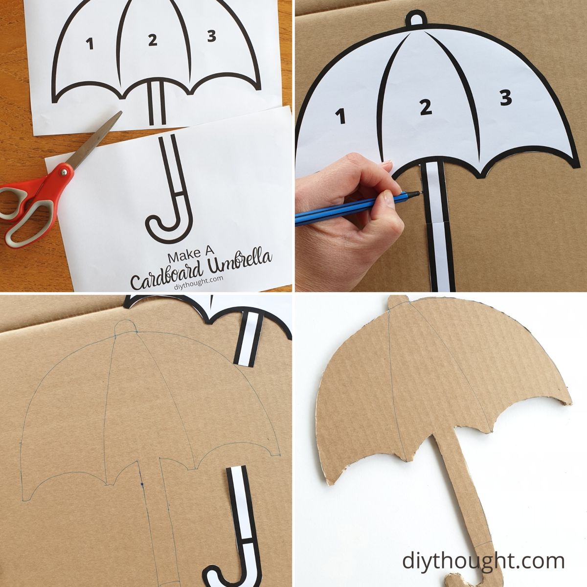 how to make a cardboard umbrella