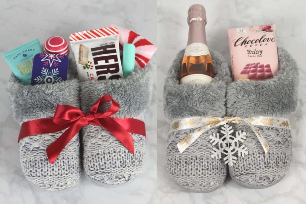 DIY slipper gift. 30+ Ultimate DIY Christmas Teacher Gifts