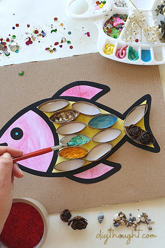 Cardboard Tube Fish Art - diy Thought