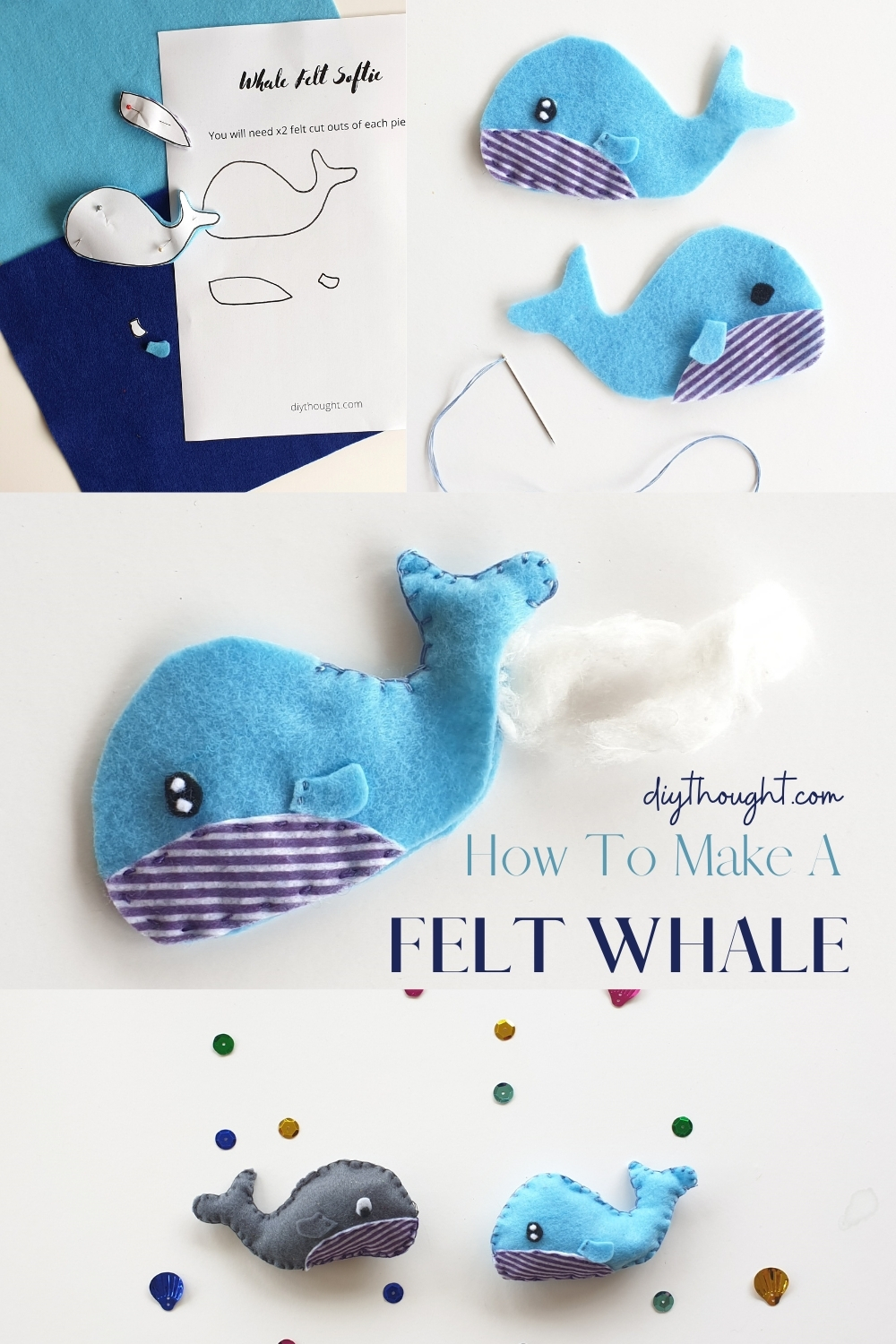 Sew A Felt Whale Softie - diy Thought