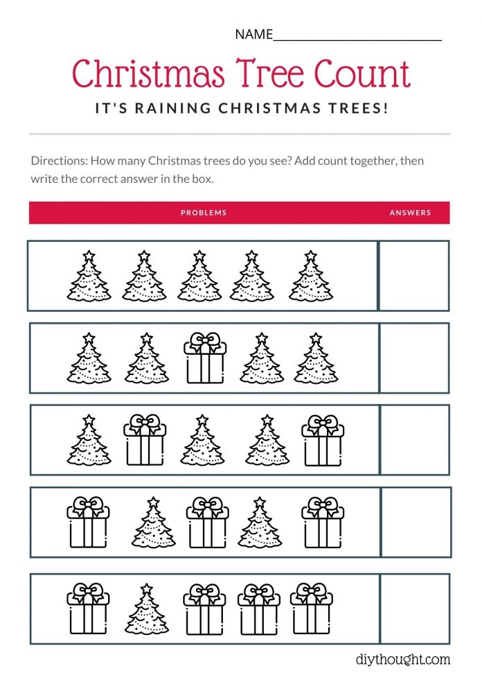 Christmas Tree Math Addition Worksheets - diy Thought