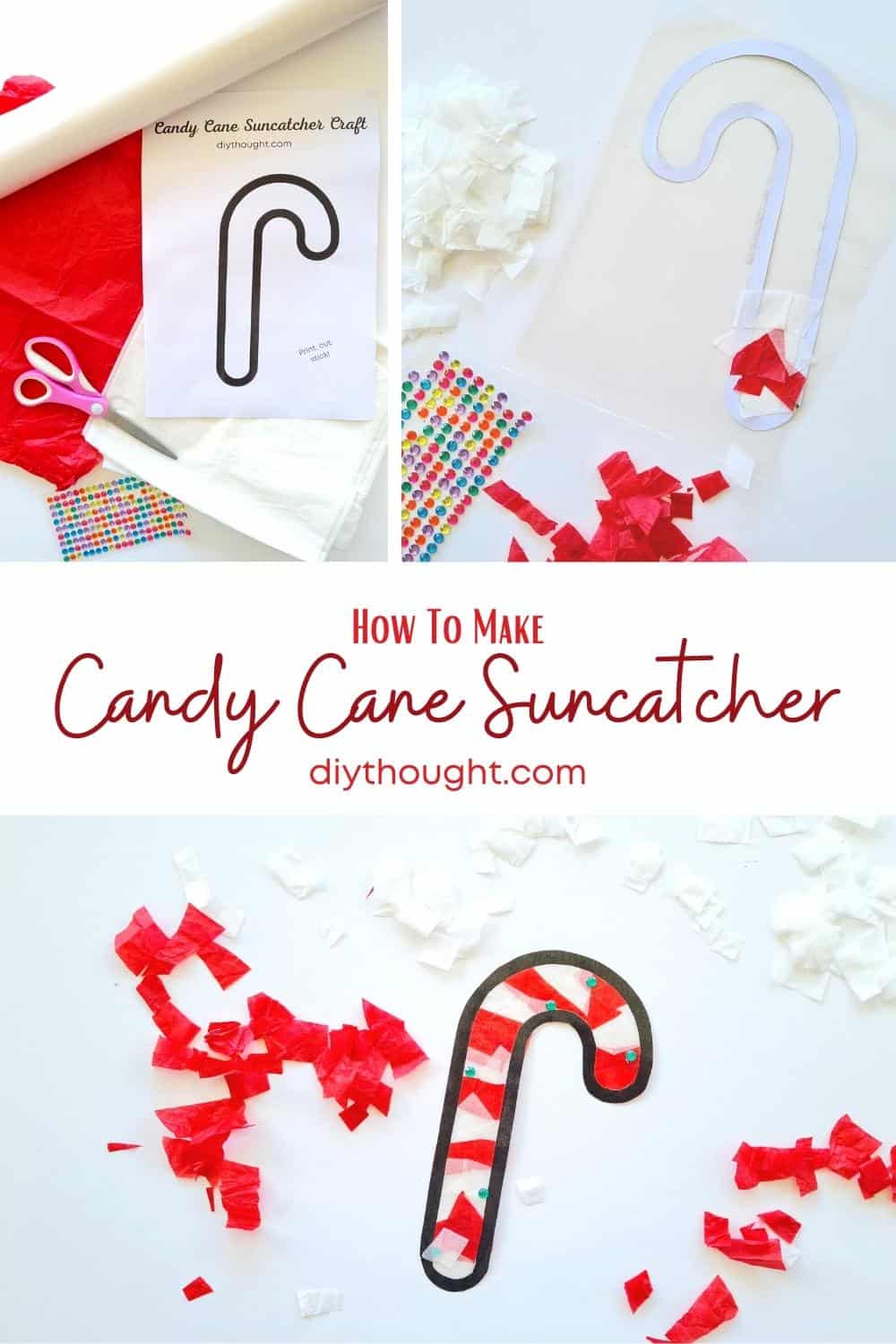 DIY Candy Cane Suncatcher Craft - diy Thought