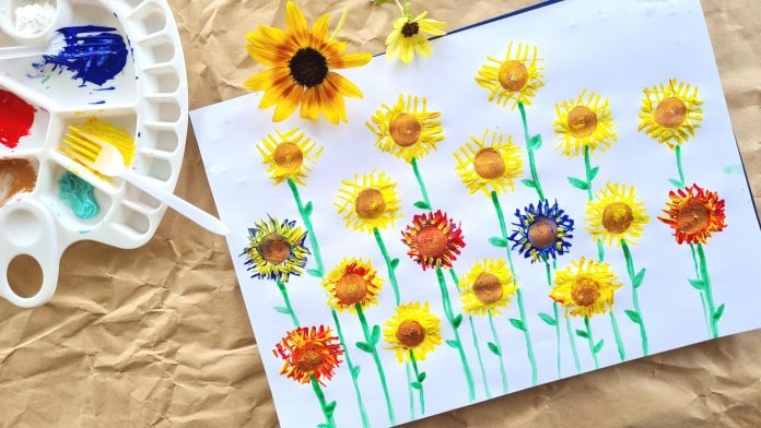 Fork Painted Sunflowers - diy Thought