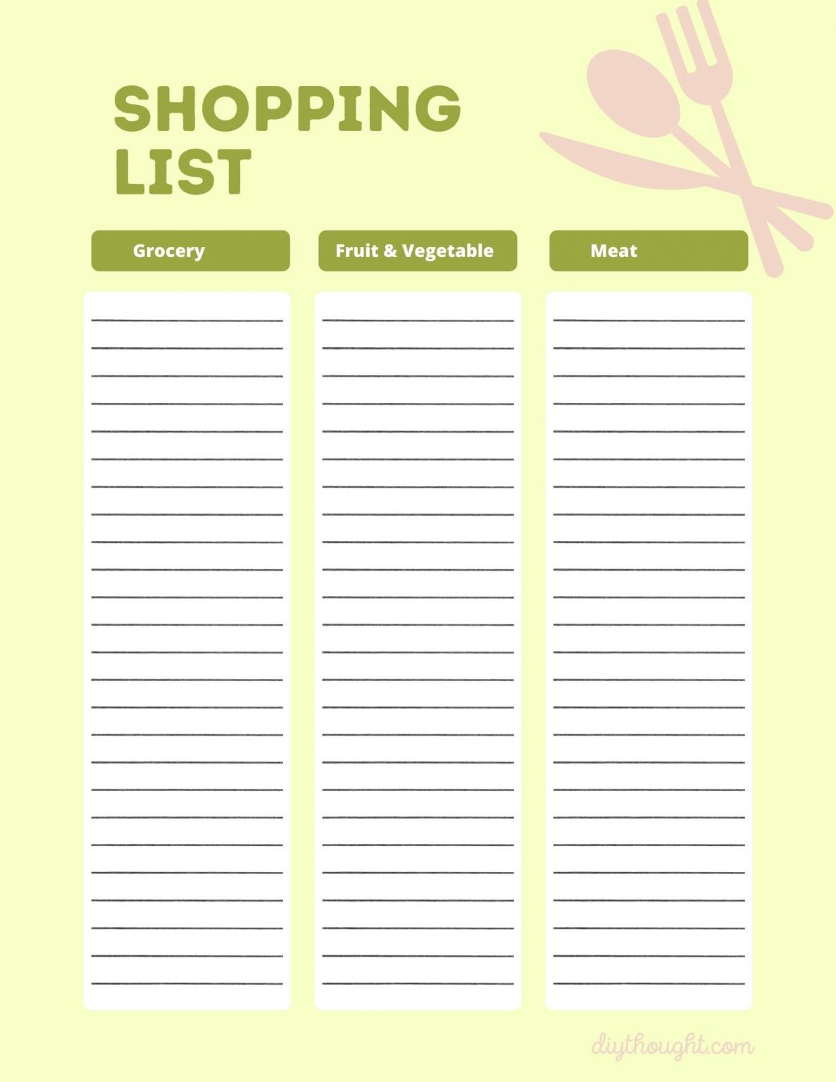 Weekly Meal Plan & Shopping List Printables - Diy Thought