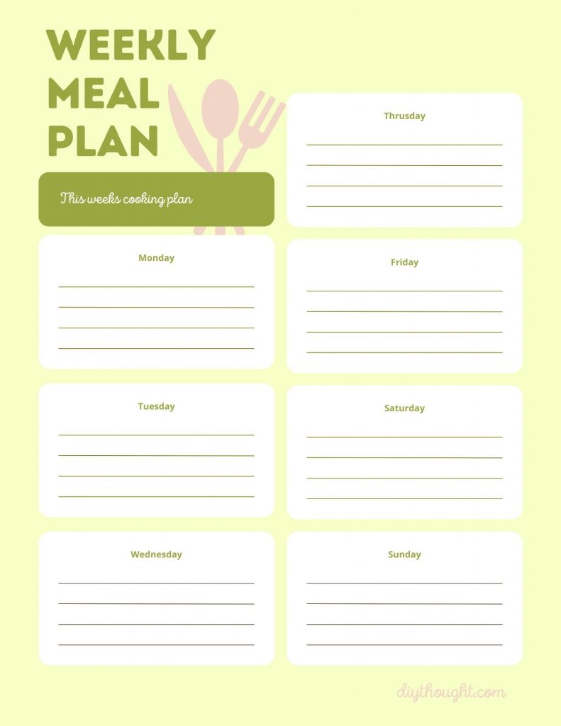 Weekly Meal Plan & Shopping List Printables - DIY Thought