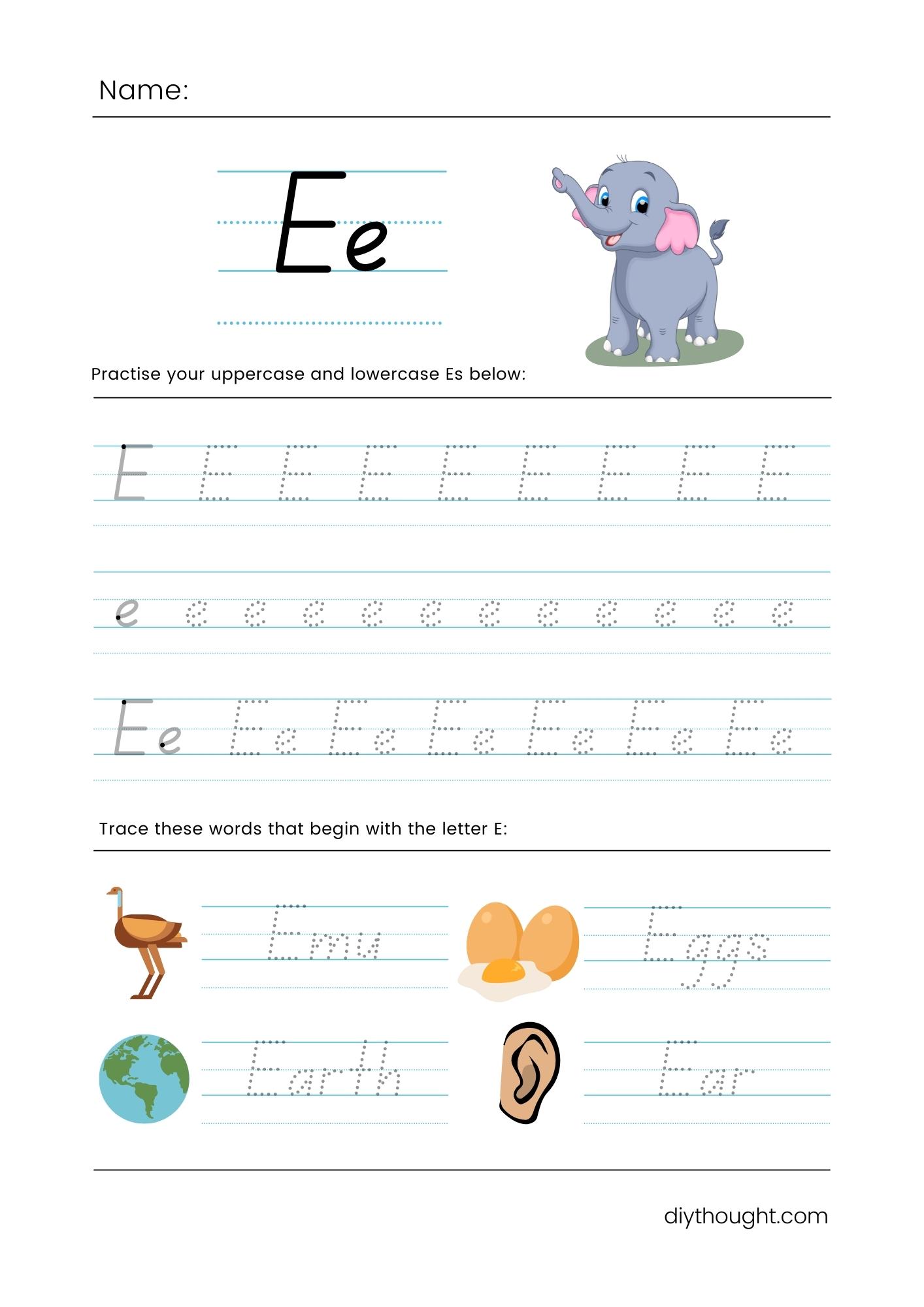 5 Free Letter E Printable Worksheets Diy Thought 5430